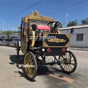 Carruaje Eléctrico ZOWN Royal, Diseño Ornamental Negro y Dorado, Asientos Rojos, Cuatro Ruedas, Vehículo para Recorridos en Parques Temáticos - Product Image 3