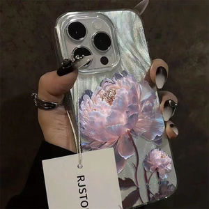 Pink Peony Lotus Print Phone Case for <strong>IPhone</strong> 16 15 14 13 12 11 17 Air Pro Max 15 Pro 7 <strong>8</strong> Plus 16e Shockproof <strong>Silver</strong> Plated Cover - Product Image 1