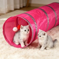 Terowongan Kucing Lipat Bermotif Satu Lapis, Mainan Pop Play Tube dengan Lonceng, Terowongan Lantai Portabel untuk Kucing, Bahan Poliester