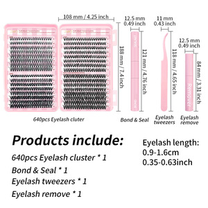 JMQ Individual Clusters Lashes 30D 40D 50D D-Curl Synthetic False Eyelashes <b>DIY</b> <b>Kit</b> with Bond Remover and Applicator - Product Image 2