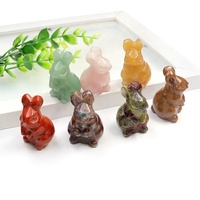 Vente en gros de 1,5 pouces lapin en cristal de guérison naturelle sculpture cadeau de vacances de Noël Figurine animale Reiki Energy Home Decor Collection