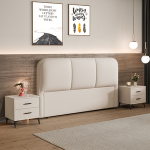 Sang Trọng Hiện Đại Phong Cách Bắc Âu Da Vua Kích Thước Giường Với Bò Da Bọc Và Gỗ Frame-10cm Độ Dày - Product Image 3