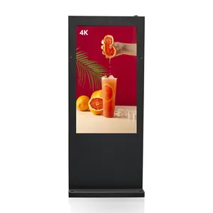 55 Inci Wifi 4K 2K LCD Digital Signage Pemutar Lantai Android Berdiri Sentuh Pemutar Iklan Luar Ruangan