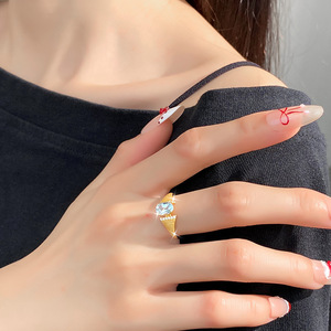 Anillo Ajustable Vintage de Plata de Ley 925 Chapado en Oro Mate con Piedras Naturales Ovaladas de 5*7mm, Joyería de Cristal para Mujer - Product Image 4