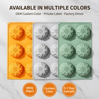 Moule en silicone Tournesol 6 cavités, écologique, résistant au four, sans BPA, qualité alimentaire, antiadhésif, pour savon, gâteau, chocolat, bougie, cire fondue