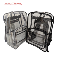 Sac à dos Colefa personnalisé avec logo, plusieurs poches, résistant à l'eau, pour étudiants, transparent, en PVC, pour l'école