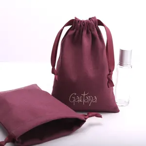 カスタムロゴプリントコットンリネン電話ケースパッキングバッグ再利用可能なモスリン巾着ギフトダストポーチ