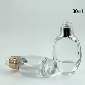 Luxury Serum Glass Dropper Bottle Skincare Cosmetic Packaging Glass Container With Shoulder Sleeve Dropper