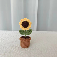 Vente flash - Mini pots de fleurs créatifs faits à la main - Roses et tulipes - Fleurs au crochet - Cadeaux de Noël et de la Saint-Valentin