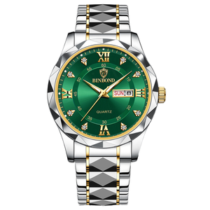 BINBOND 2521 B2521 <b>Men's</b> Luxury Stainless Steel Quartz <b>Watch</b> 43mm Seiko Movement Waterproof Luminous Date Week - Product Image 2