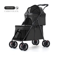 Poussette portable pour animaux de compagnie en alliage d'aluminium à double étage, pliage rapide en deux étapes, réglable, sans démontage requis, chariot à espace extra large