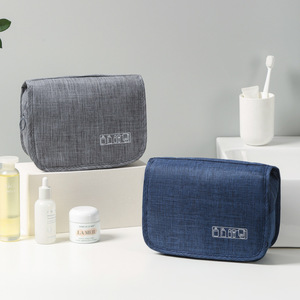 Trousse de toilette à accrocher, étanche, grande capacité, organiseur de voyage pour hommes et femmes, rangement de maquillage, gris, rectangulaire, polyester - Product Image 4