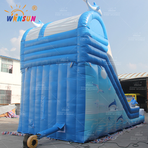 Winsun thương mại lớp cá heo trượt nước <span class=keywords><strong>Inflatable</strong></span> màu xanh cá heo trượt nước với hồ bơi để bán - Product Image 6