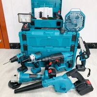 Ensemble de huit pièces de clé électrique sans balais personnalisable perceuse au Lithium meuleuse d'angle marteau ventilateur léger-Support OEM