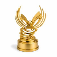 Trophée personnalisé en métal doré poli, écologique, moderne et abstrait, pour la récompense des stars du badminton, des événements académiques, des cadeaux d'accueil d'entreprise