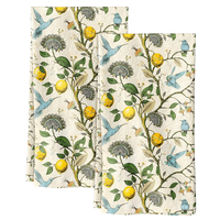 Lemon Floral Printed Cotton Tea Towel Ultra Absorbent Quick Dry Kitchen Dish Cloth With Hanging Loop for Home Housewarming Gift