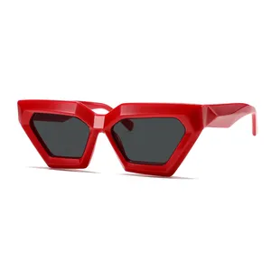 Quadrado Vintage aro grosso gato olho vermelho Premium Pop acetato personalização óculos polarizados