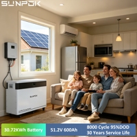 Batterie Sunpok 30KWH 51.2V 600AH LiFePO4, 8000 cycles, stockage d'énergie, alimentation solaire, stockage d'énergie domestique