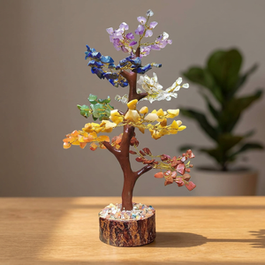 Arbre à Argent Feng Shui en Cristal Naturel des Sept Chakras, 300 Pierres Précieuses, Sculpté, pour Décoration de Bureau et Maison, Guérison Énergétique - Product Image 6