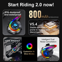 Casque de moto Y21 avec micro intégré, éclairage RGB, radio FM, étanche IPX6, 18h d'autonomie musicale
