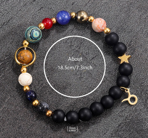 Bracciale Artigianale con Perle di Cristallo Naturale dei Dodici Segni Zodiacali, Pianeti Cosmici, per Turismo e Ricordo, Vendita all'Ingrosso - Product Image 2