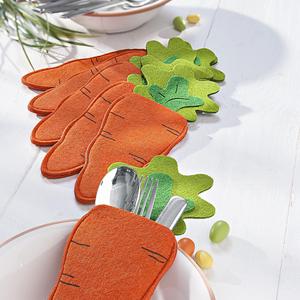 Easter Spring Holiday Accents Easter Carrot-<strong>Shaped</strong> Felt Utensil Bags Easter Carrot Silverware <strong>Holders</strong> - Product Image 1