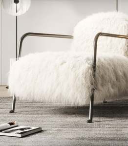 เก้าอี้ BAX <span class=keywords><strong>TER</strong></span> สไตล์อิตาลี ดีไซน์เนอร์แท้ ทันสมัย เรียบง่าย ระดับไฮเอนด์ เก้าอี้พักผ่อนสำหรับห้องนั่งเล่น โซฟาเดี่ยวหุ้มผ้าขนสัตว์ - Product Image 2