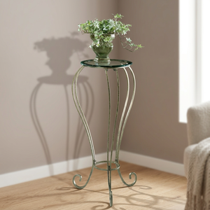 Wrought Iron Glass Top Side Table Metal Accent Stool Pedestal <b>Stand</b> for Living Room Bedroom Wedding Decor - Product Image 6