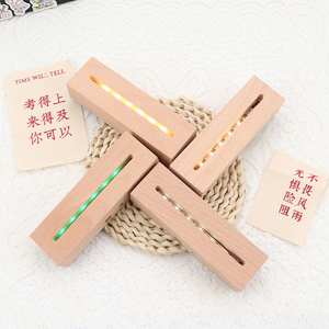 Wood Craft Rectangle Touch Control LED Light Base with Seven Colors DIY Customizable Promotional Night Light Gift