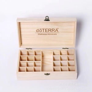Caja de Madera para Aceites Esenciales DoTerra, 25 Compartimentos, Organizador de Almacenamiento de Madera Maciza, Caja de Regalo Rectangular - Product Image 1