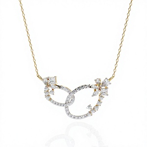 Collier infini en or massif 18 carats pour femme, diamant taille princesse, certifié GIA, bijoux de luxe pour mariage - Product Image 3