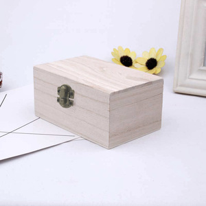 Mini <strong>Wooden</strong> Box with Lids Locking Clasp DIY <strong>Unfinished</strong> Blank Craft Box Treasure <strong>Chest</strong> for Jewelry Mementos and <strong>Small</strong> Items - Product Image 4
