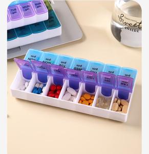 Vente en gros 7 jours Boîte à médicaments Boîte à pilules de rangement de poche Organisateur de pilules hebdomadaire à 14 compartiments 14 étuis Boîtes à pilules - Product Image 4