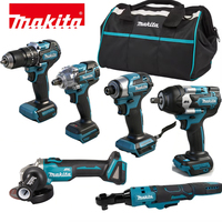 Ensemble d'outils professionnels Makita 18V sans fil au lithium-ion 6 en 1, outils robustes pour la construction, utilisation professionnelle, outils électriques industriels