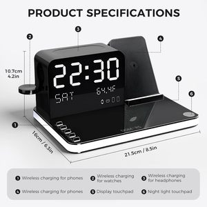 Station de charge sans fil 7-en-1 avec horloge et charge rapide <span class=keywords><strong>30W</strong></span> pour la charge simultanée de plusieurs appareils compatibles (iPhone 17/16/15/14/13) - Product Image 6