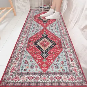 Karpet jalan masuk Maroko karpet dapat dicuci karpet panjang 2x6 untuk lorong anti-selip tumpukan rendah karpet pelari dapur lunak