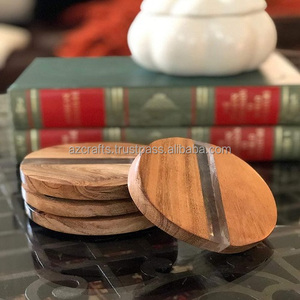 Posavasos de haya de madera de acacia de estilo clásico al por mayor de fábrica personalizado para taza de café empaquetado en cajas de cartón - Product Image 3
