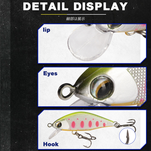 Leurre de pêche coulant Minnow 45mm 4g Micro Wobbler, appât dur avec yeux 3D pour la pêche au bar, à la <span class=keywords><strong>truite</strong></span>, à la perche en rivière et en ruisseau - Product Image 4