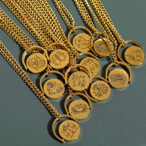 Nouveau Spinner collier du zodiaque <span class=keywords><strong>chinois</strong></span> 18K véritable plaqué or en acier inoxydable rotatif astrologie bijoux 12 colliers <span class=keywords><strong>Horoscope</strong></span> - Product Image 3