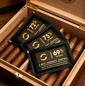 Pack d'humidité de voyage à double action absorbant et humidifiant 65% 69% 72% 75% RH pour cigare, boîte en bois, stockage des aliments - Product Image 1
