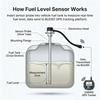 Traceur GPS 4G pour flotte de location GAR405 RS232 avec capteur de carburant, prise en charge de la surveillance du niveau de carburant et de la localisation
