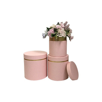 INUNION Offres Spéciales LOGO personnalisé ensemble rond 3 fleurs boîte ronde couvercle cylindrique boîte à fleurs Saint Valentin