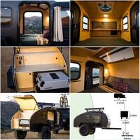 Mini caravane en aluminium personnalisée en forme de larme pour le camping en plein air, vente de tentes de camping portables incluses