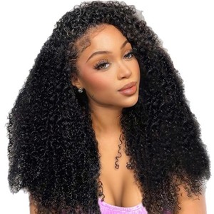 <span class=keywords><strong>ISEE</strong></span> Wholesale Perruque en dentelle HD transparente 360, cheveux vierges longs noirs pour femmes, sans colle, cheveux humains vietnamiens bouclés crépus - Product Image 5
