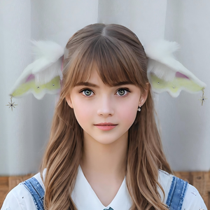E0014 Bandeau en fourrure d'agneau avec breloques en forme de croix, mignon bandeau en peluche avec oreilles d'<span class=keywords><strong>animaux</strong></span>, accessoire de cosplay Kawaii Lolita - Product Image 2