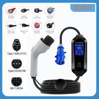 便携式电动汽车充电站 7kw 32A GBT Type 2 Type 1 电动汽车充电器，带欧盟插头 EVSE 电动汽车充电站