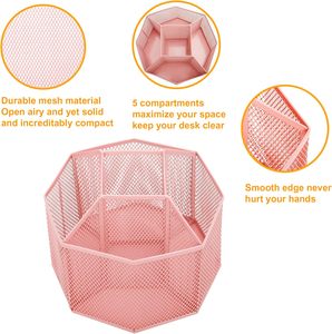Portapenne da Scrivania in Rete, Organizzatore per Matite e Pennarelli, Contenitore per Cancelleria di Grande Capacità per Casa e Ufficio, <span class=keywords><strong>Rosa</strong></span> - Product Image 5