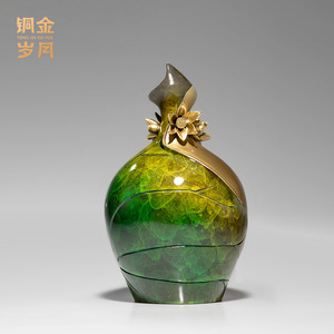 <b>Copper</b> Art Workshop Lotus Leaf Vase Brass Ornament Handmade Contemporary Tabletop Decor Entryway Display Shelf - Product Image 3