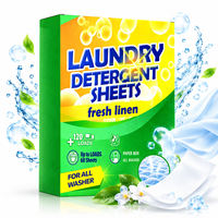 Feuilles de lessive en lin frais en gros OEM & ODM, 120 lavages, dissolution rapide, bandes de lavage détachantes pour toutes les machines à laver