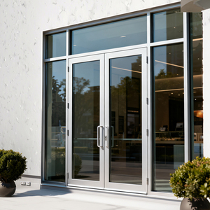 Porta in Vetro con Doppia Telaio in Lega di Alluminio per Ingresso di Negozi Commerciali e Centri Commerciali - Product Image 1